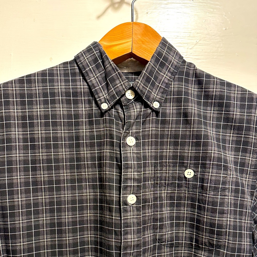 Todd Snyder - Men’s Grey-Black Plaid Button Down Shirt